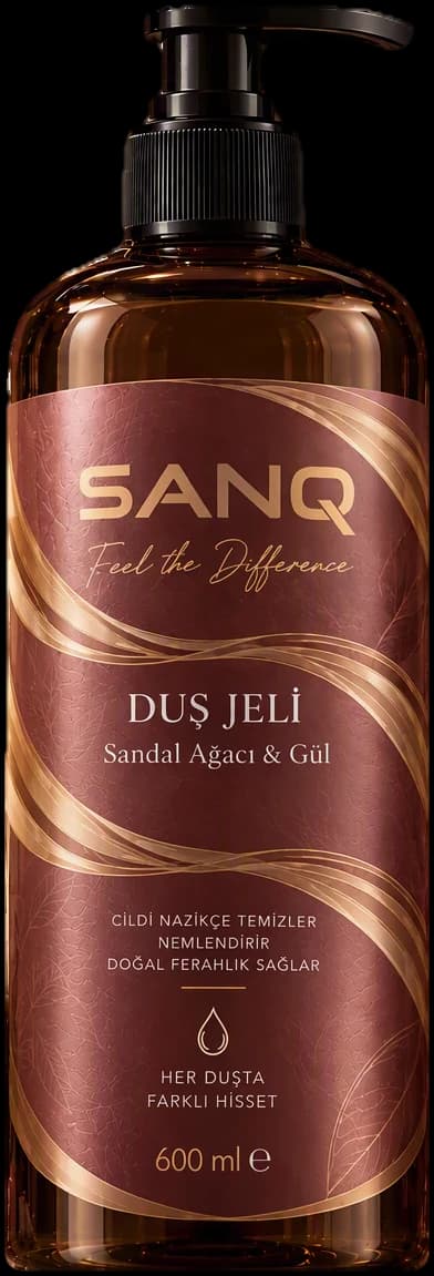 SANQ Sandal Ağacı & Gül Duş Jeli, 600 ml pompalı şişe